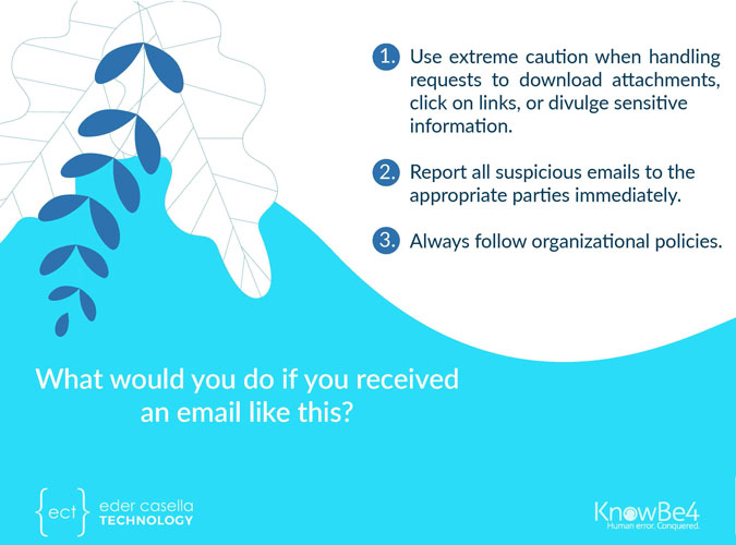 Steps to follow when receiving suspicious emails.