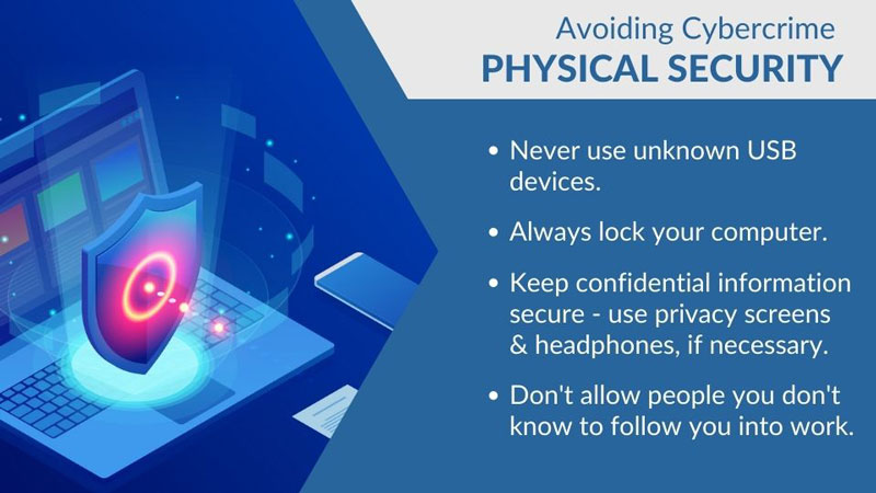 Physical security steps to avoid cybercrime.