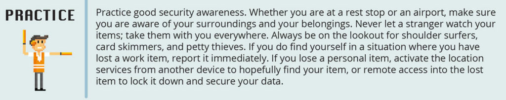 Guidance on practicing security awareness.